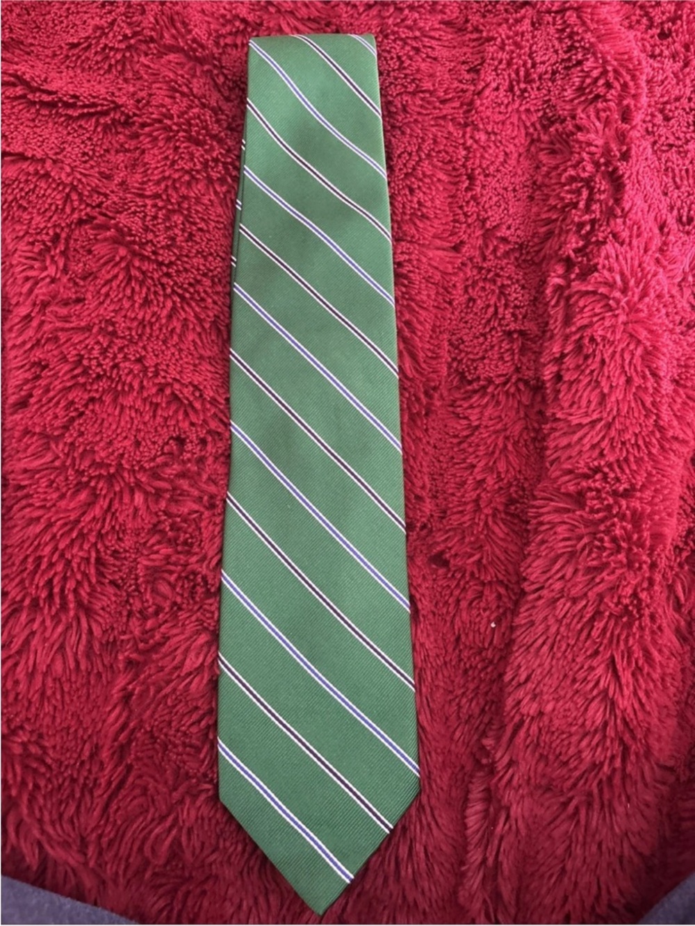 J.CREW Men's Silk Tie Green & White Striped